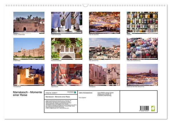 Produktbild: Marrakesch - Momente einer Reise (Wandkalender 2027 DIN A2 quer), CALVENDO Monatskalender