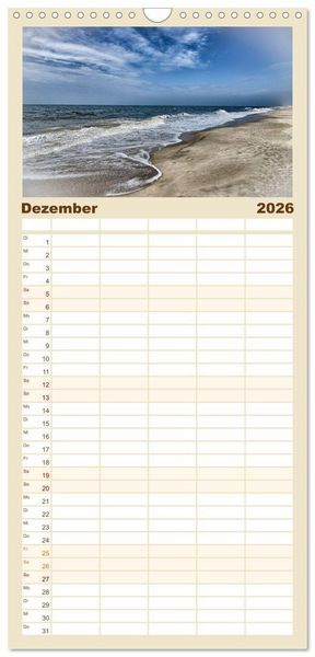 Produktbild: Familienplaner 2026 - Sylt mit 5 Spalten (Wandkalender, 21 x 45 cm) CALVENDO
