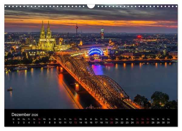 Produktbild: K&ouml;ln Impressionen bei Nacht (Wandkalender 2026 DIN A3 quer), CALVENDO Monatskalender