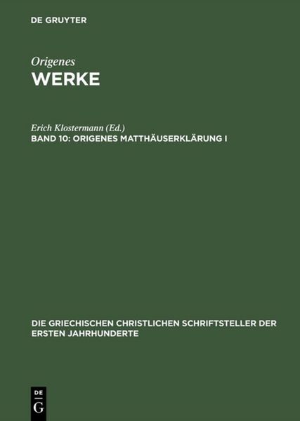 Produktbild: Origenes Matth&auml;userkl&auml;rung I, erste H&auml;lfte