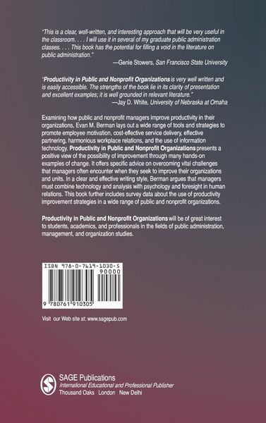 Produktbild: Productivity in Public and Non Profit Organizations