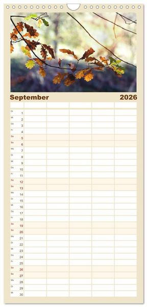 Produktbild: Familienplaner 2026 - Mein Sehnsuchtsort, die Natur mit 5 Spalten (Wandkalender, 21 x 45 cm) CALVENDO