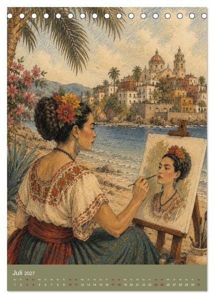 Produktbild: Freude im Haar. Leid im Herzen. Eine Hommage an Frida Kahlo (Tischkalender 2027 DIN A5 hoch), CALVENDO Monatskalender