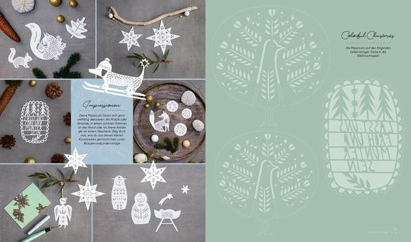 Produktbild: Set: Christmas Papercut &ndash; Die Vorlagenmappe mit Anleitung und 20 weihnachtlichen Papierschnitt-Motiven zum Sofort-Loslegen