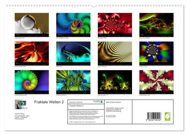 Produktbild: Fraktale Welten 2 (hochwertiger Premium Wandkalender 2026 DIN A2 quer), Kunstdruck in Hochglanz
