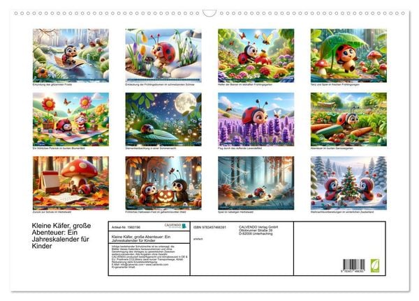 Produktbild: Kleine K&auml;fer, gro&szlig;e Abenteuer: Ein Jahreskalender f&uuml;r Kinder (Wandkalender 2026 DIN A2 quer), CALVENDO Monatskalender