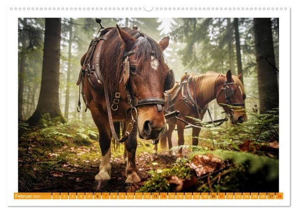 Produktbild: Arbeitspferde in Action (hochwertiger Premium Wandkalender 2027 DIN A2 quer), Kunstdruck in Hochglanz