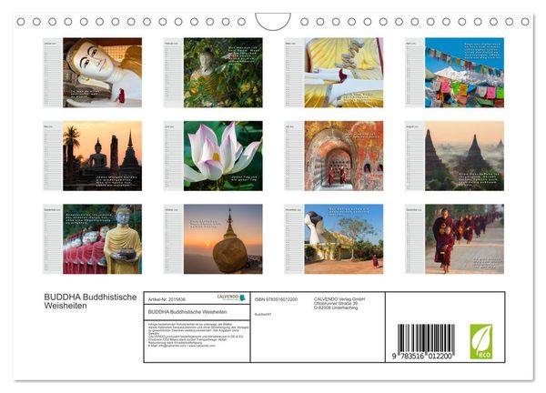 Produktbild: BUDDHA Buddhistische Weisheiten (Wandkalender 2026 DIN A4 quer), CALVENDO Monatskalender