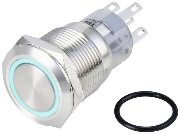 Produktbild: TRU COMPONENTS TC-10090936 LAS1-AGQ-11E/B/24V/S Vandalismusgesch&uuml;tzter Drucktaster 250 V/AC 3 A 1 x Ein/(Ein) tastend Blau IP65 1 St.