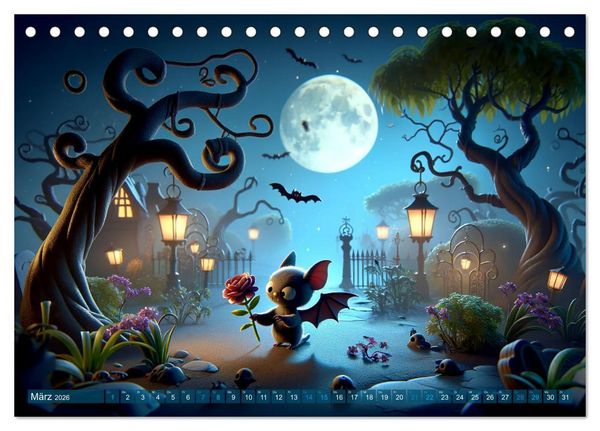 Produktbild: Fl&uuml;gel der Nacht: Abenteuer der kleinen Vampire (Tischkalender 2026 DIN A5 quer), CALVENDO Monatskalender