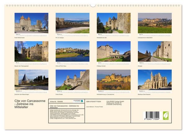 Produktbild: Cite von Carcassonne - Zeitreise ins Mittelalter (hochwertiger Premium Wandkalender 2026 DIN A2 quer), Kunstdruck in Hochglanz