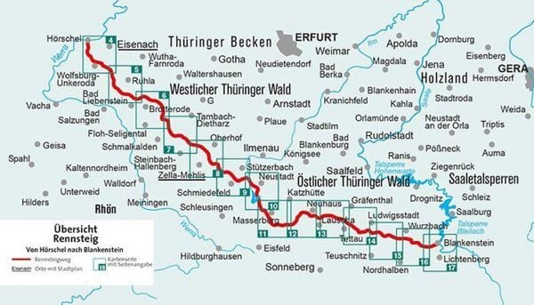 Produktbild: KOMPASS Wander-Tourenkarte Der Rennsteig 1:50.000