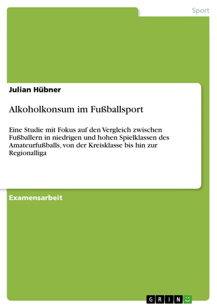 Produktbild: Alkoholkonsum im Fu&szlig;ballsport