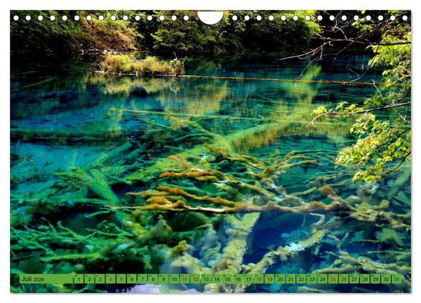 Produktbild: Die magischen Gew&auml;sser von Jiuzhaigou und Huanglong (Wandkalender 2026 DIN A4 quer), CALVENDO Monatskalender