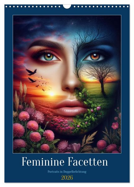 Produktbild: Feminine Facetten - Portraits in Doppelbelichtung (Wandkalender 2026 DIN A3 hoch), CALVENDO Monatskalender