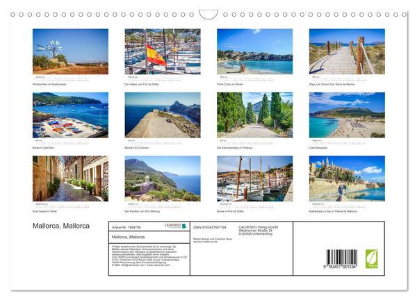Produktbild: Mallorca, Mallorca (Wandkalender 2026 DIN A3 quer), CALVENDO Monatskalender