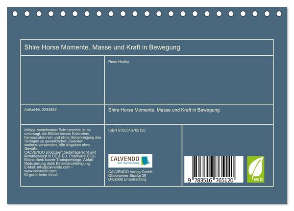 Produktbild: Shire Horse Momente. Masse und Kraft in Bewegung (Tischkalender 2027 DIN A5 quer), CALVENDO Monatskalender