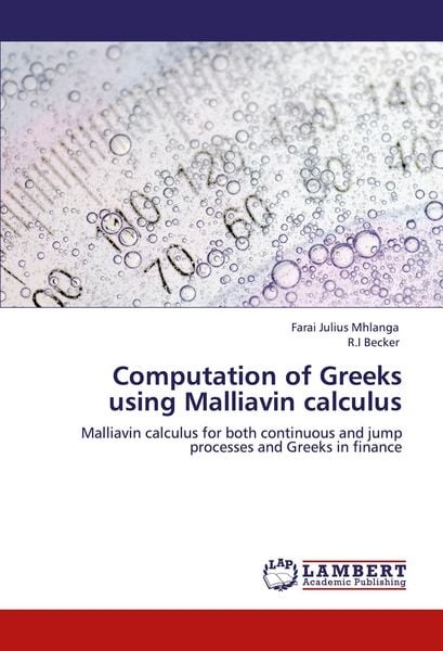 Produktbild: Computation of Greeks using Malliavin calculus