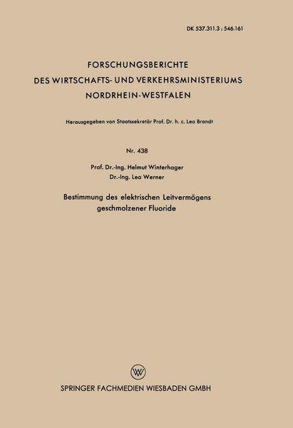 Produktbild: Bestimmung des elektrischen Leitverm&ouml;gens geschmolzener Fluoride