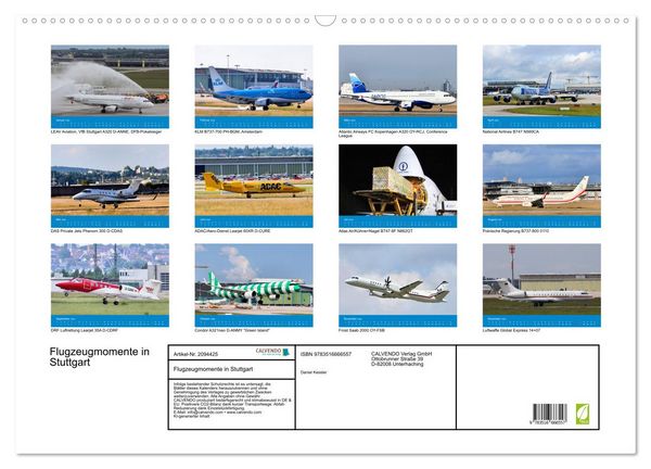 Produktbild: Flugzeugmomente in Stuttgart (Wandkalender 2026 DIN A2 quer), CALVENDO Monatskalender