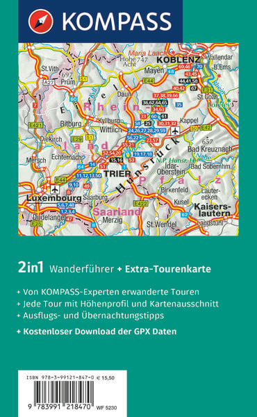 Produktbild: KOMPASS Wanderf&uuml;hrer Mosel mit Moselsteig, 46 Touren und 24 Etappen mit Extra-Tourenkarte