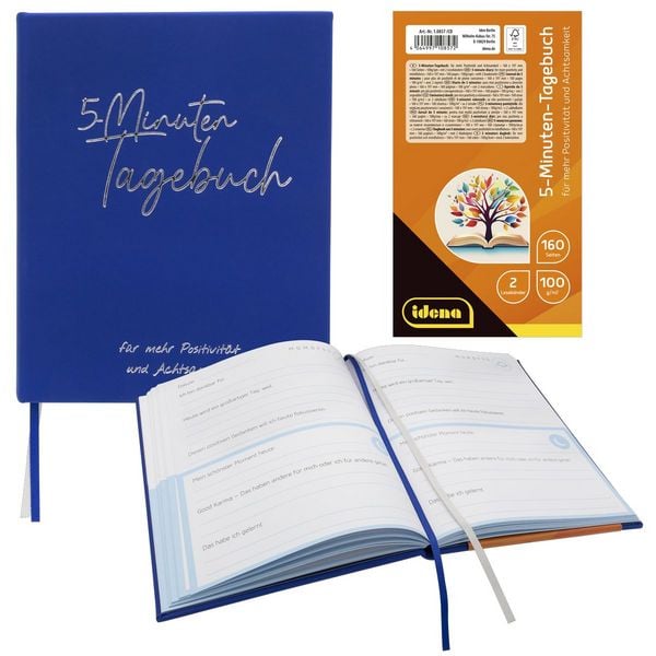 Produktbild: Idena Tagebuch 5 Minuten 100g/m&sup2; blau 16x19,7cm 160 Seiten