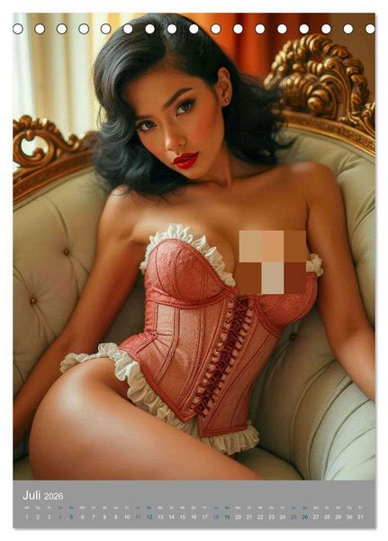 Produktbild: Pinup-Diven (Tischkalender 2026 DIN A5 hoch), CALVENDO Monatskalender