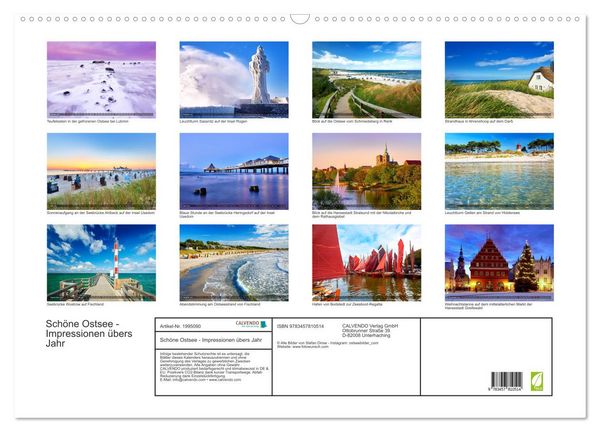 Produktbild: Sch&ouml;ne Ostsee - Impressionen &uuml;bers Jahr (Wandkalender 2026 DIN A2 quer), CALVENDO Monatskalender