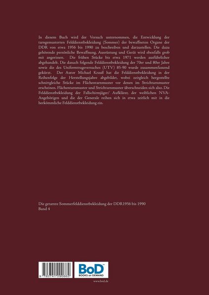 Produktbild: Die getarnte Sommerfelddienstbekleidung der DDR 1956 bis 1990