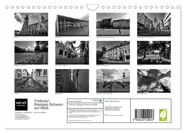Produktbild: Freiburg i. Breisgau Schwarz auf Wei&szlig; (Wandkalender 2026 DIN A4 quer), CALVENDO Monatskalender