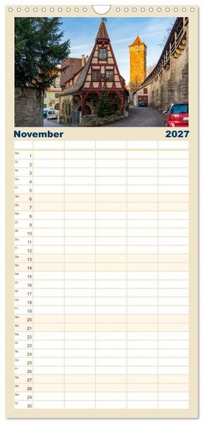Produktbild: Familienplaner 2027 - Ein Spaziergang durch Rothenburg ob der Tauber mit 5 Spalten (Wandkalender, 21 x 45 cm) CALVENDO