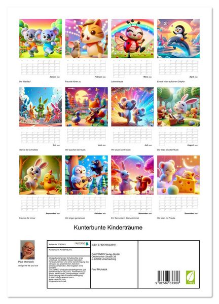 Produktbild: Kunterbunte Kindertr&auml;ume (hochwertiger Premium Wandkalender 2026 DIN A2 hoch), Kunstdruck in Hochglanz