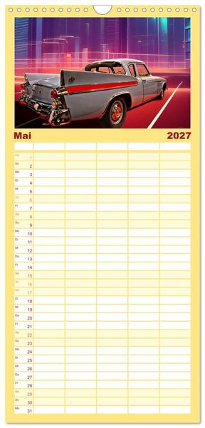 Produktbild: Familienplaner 2027 - US Classic Cars im Jet-Age mit 5 Spalten (Wandkalender, 21 x 45 cm) CALVENDO