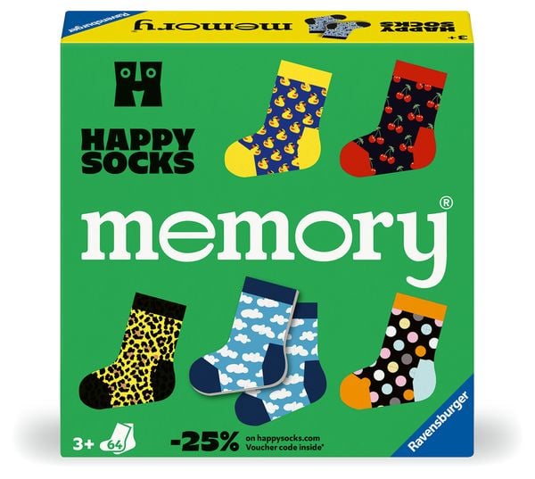 Ravensburger 24702 memory® Happy Socks. Der Ravensburger Spieleklassiker in Kooperation mit Happy Socks. Gesucht werden 