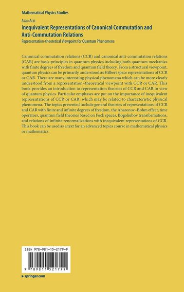 Produktbild: Inequivalent Representations of Canonical Commutation and Anti-Commutation Relations