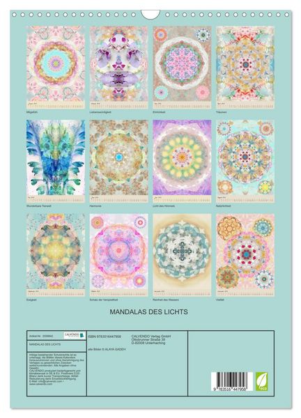 Produktbild: MANDALAS DES LICHTS (Wandkalender 2026 DIN A3 hoch), CALVENDO Monatskalender