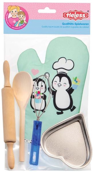 Kinder-Backset mit Topfhandschuh ''Pinguin'' und Backzubehör