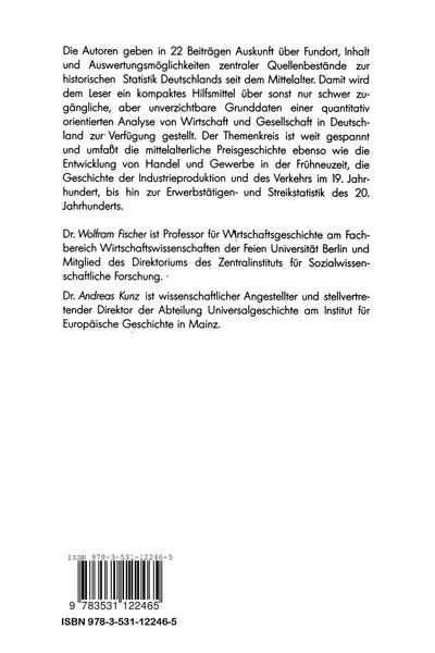 Produktbild: Grundlagen der Historischen Statistik von Deutschland