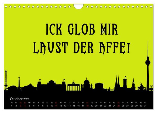 Produktbild: Berliner Mundart (Wandkalender 2026 DIN A4 quer), CALVENDO Monatskalender