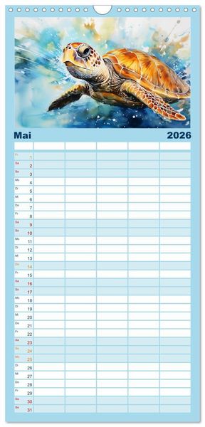 Produktbild: Familienplaner 2026 - Neulich am Wasser mit 5 Spalten (Wandkalender, 21 x 45 cm) CALVENDO