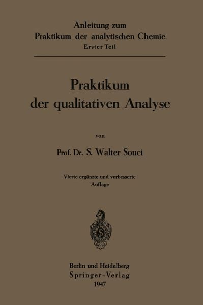 Praktikum der qualitativen Analyse, Taschenbuch von Walter Souci, Springer Berlin, 9783642494000