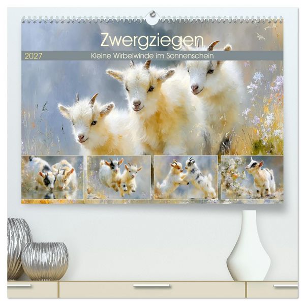 Produktbild: Zwergziegen. Kleine Wirbelwinde im Sonnenschein (hochwertiger Premium Wandkalender 2027 DIN A2 quer), Kunstdruck in Hochglanz