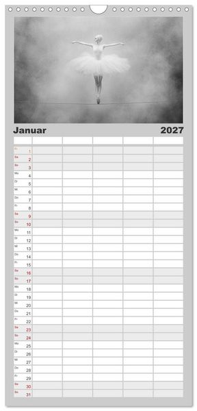 Produktbild: Familienplaner 2027 - Im Pas de Deux mit der Stille mit 5 Spalten (Wandkalender, 21 x 45 cm) CALVENDO