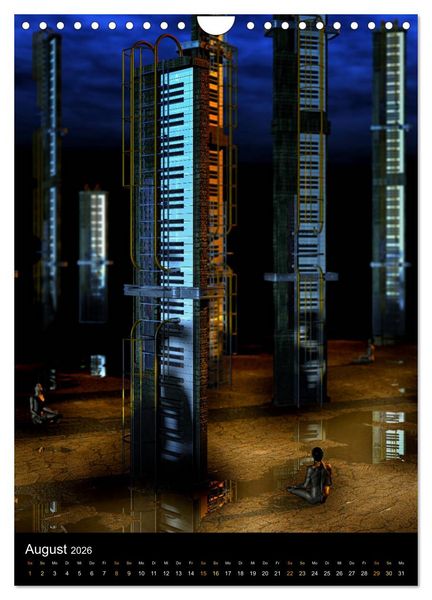 Produktbild: VIRTUAL MUSIC - Musikinstrumente in Hyperrealistischen Illustrationen (Wandkalender 2026 DIN A4 hoch), CALVENDO Monatskalender