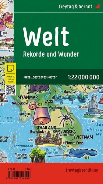 Produktbild: freytag & berndt Poster Weltkarte f&uuml;r Kinder, metallbest&auml;bt 1:22 Mio.