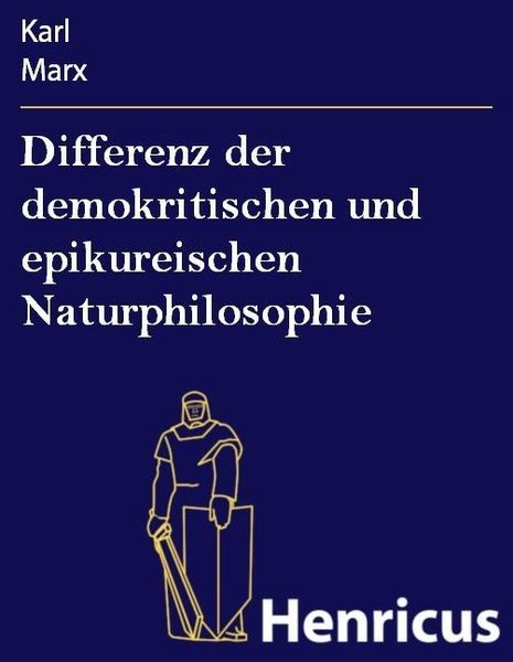 Produktbild: Differenz der demokritischen und epikureischen Naturphilosophie