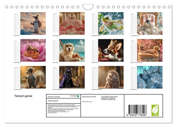 Produktbild: Tierisch genial (Wandkalender 2027 DIN A4 quer), CALVENDO Monatskalender