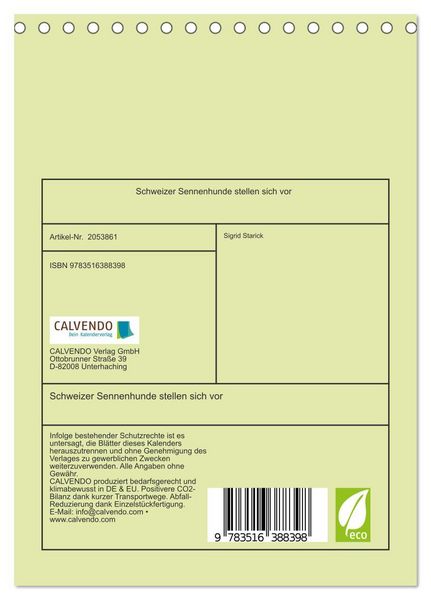 Produktbild: Schweizer Sennenhunde stellen sich vor (Tischkalender 2026 DIN A5 hoch), CALVENDO Monatskalender
