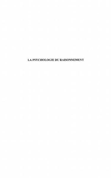 Produktbild: La psychologie du raisonnement