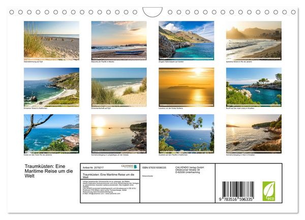 Produktbild: Traumk&uuml;sten: Eine Maritime Reise um die Welt (Wandkalender 2026 DIN A4 quer), CALVENDO Monatskalender